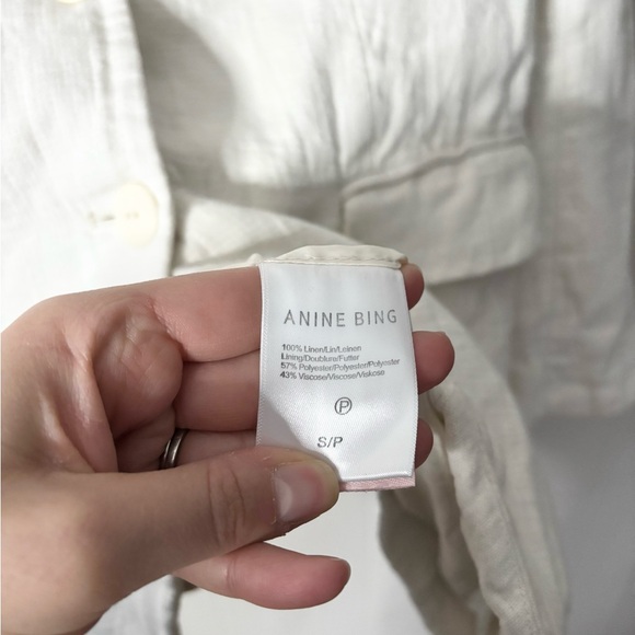 Anine Bing eggshell Quinn linen blazer size SM oversized - Picture 4 of 6